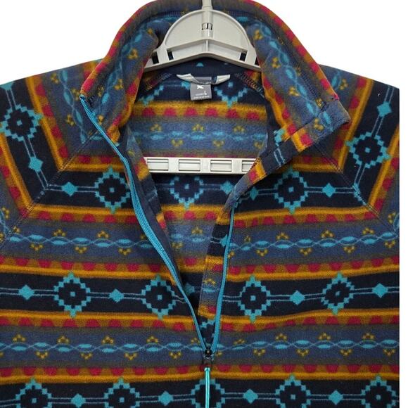 Eddie Bauer Aztec Print Fleece Quarter Zip Pullover Women's Large Warm - Picture 6 of 10
